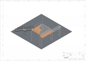 Zeichnung einer dunklen Stahlbühne
